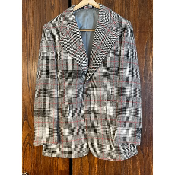 Red and Houndstooth Plaid Wool Suit Set - Picture 2 of 15